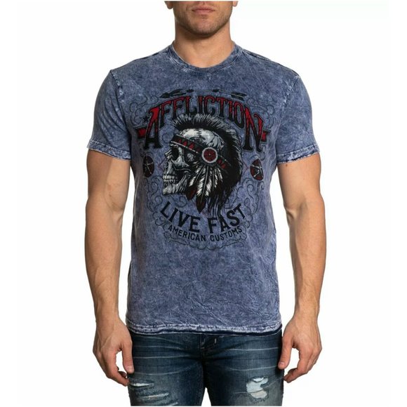 AFFLICTION Men's T-Shirt AC IROQUOIS Premium Black - Picture 4 of 8
